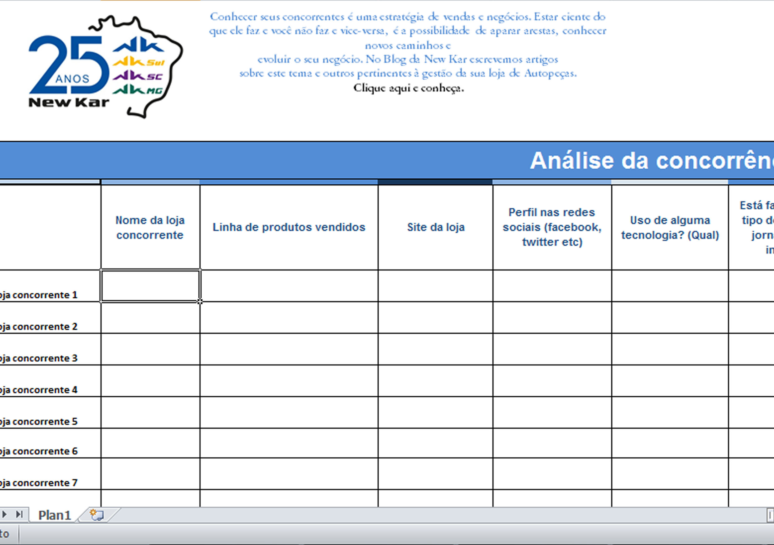 Planilha Para Análise De Seus Concorrência